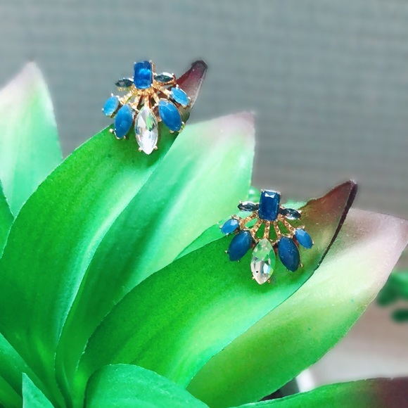 Loft blue crystal statement earrings. - Picture 1 of 3